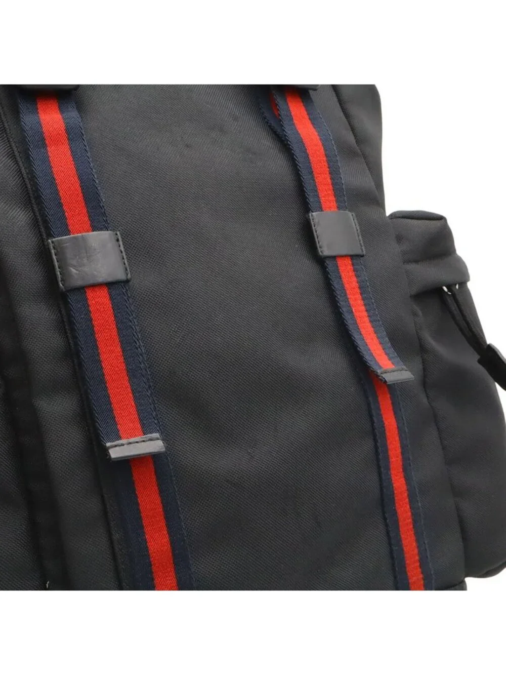 Gucci Techno Canvas Web Line Sherry Cat Head Backpack Leather Black